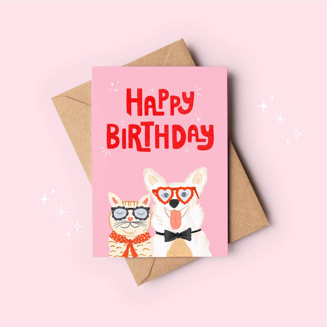 Cat & Dog Birthday Card